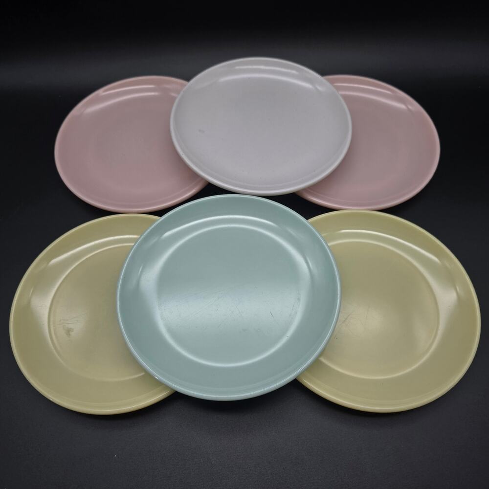 Watertown Pastel Melmac Salad Plates Multicolor Vintage Melamine Plastic